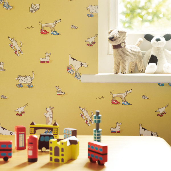 Dogs in Clogs Rainbow Brights Wallpaper by Sanderson